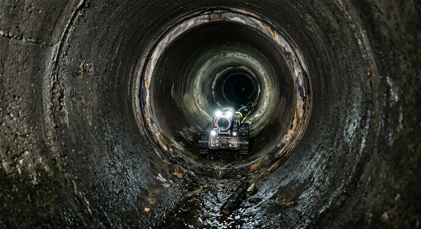 Robotic sewer camera inspecting pipe interior for Sewer Line Cleaning in Fair Oaks